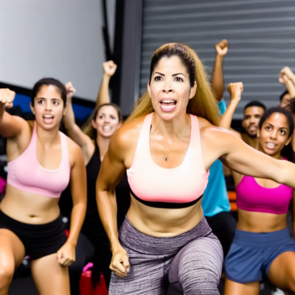 Mosolygó Iron Cluub tagok csoportos órán, motiváló közösségi hangulatban