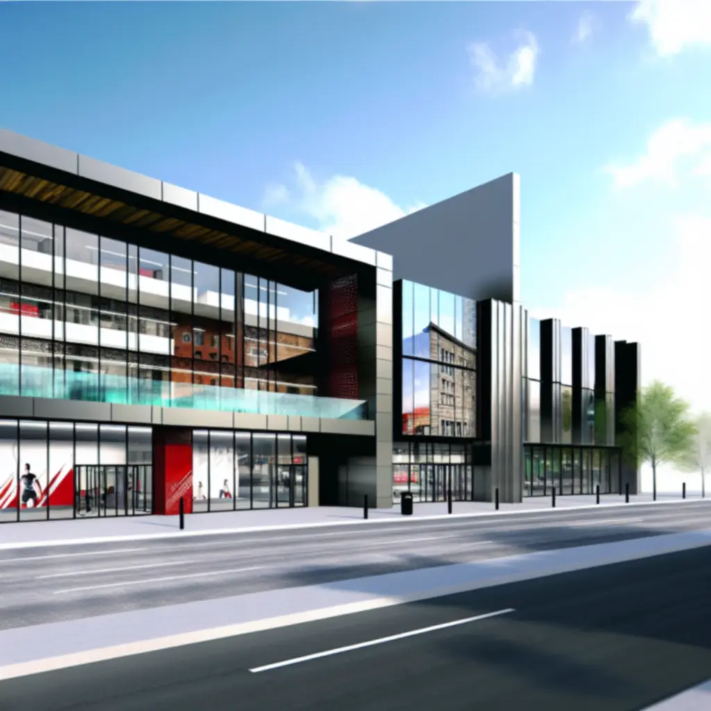 Az Iron Cluub modern, éjszakai megvilágítású épületének külső látványa.