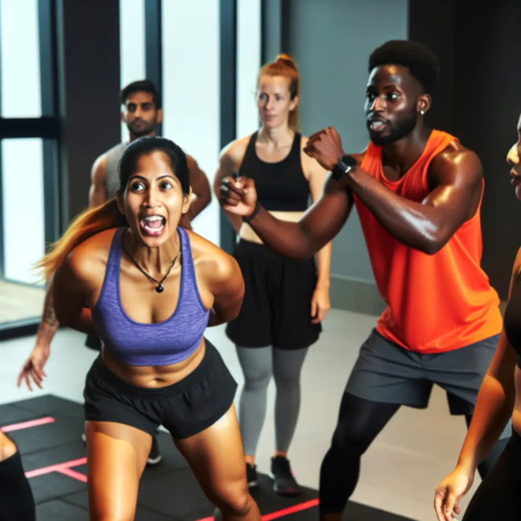 Iron Cluub edzők csoportos és személyi edzéseket vezetnek a teremben.