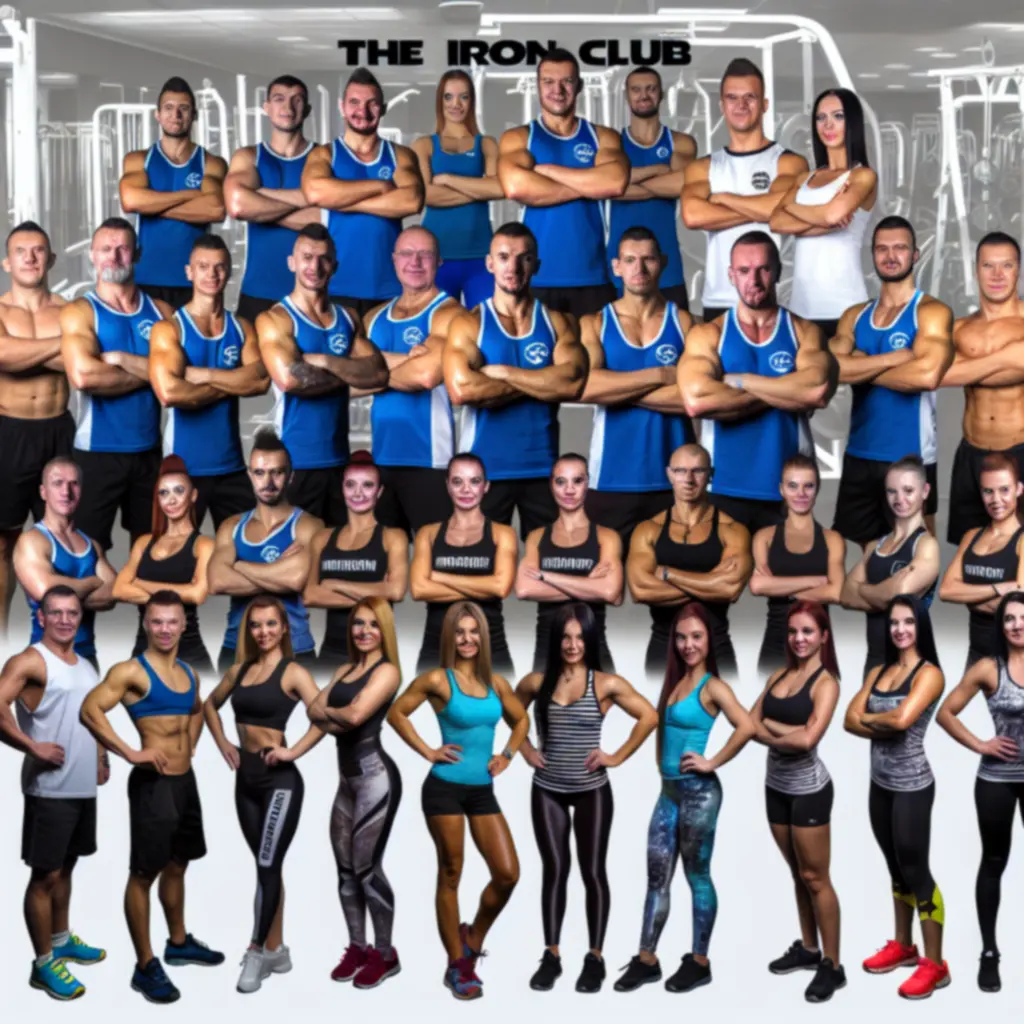 Az Iron Cluub mosolygó, tanúsított személyi edzői csoportképen.